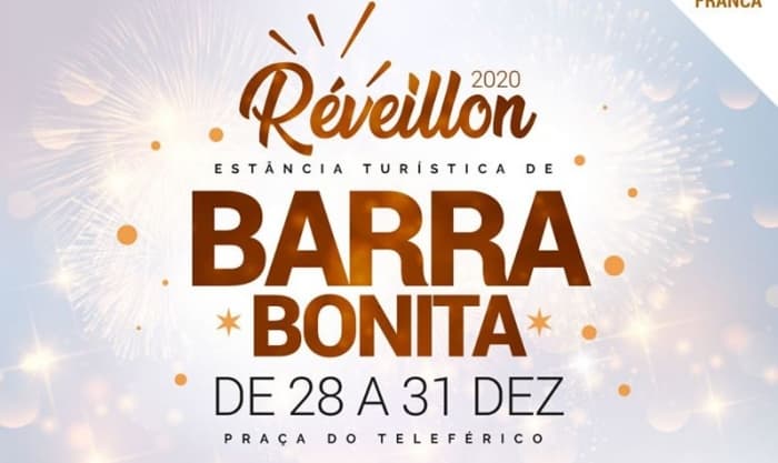 Cartaz do Réveillon 2020 da Estância Turística de Barra Bonita